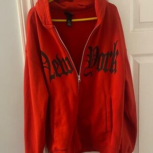 Red New York Zip-Up Hoodie